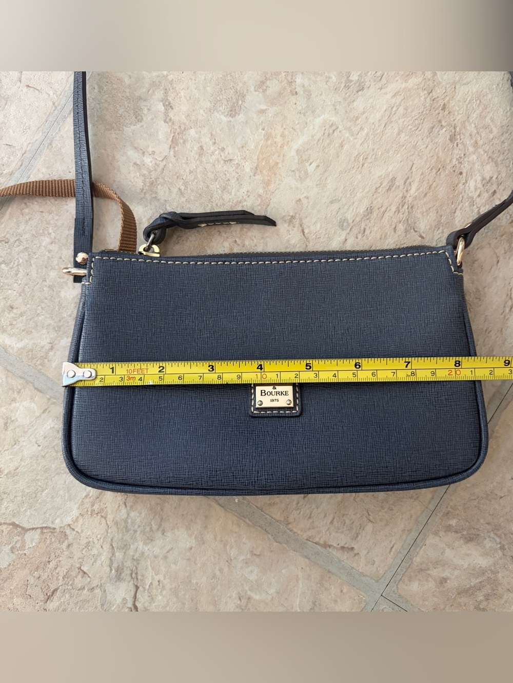Dooney & Bourke Mini Crossbody Bag Navy Blue Saffiano Leather Gold Hardware Y2K - Picture 4 of 10
